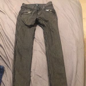 Hudson stripped metallic jeans